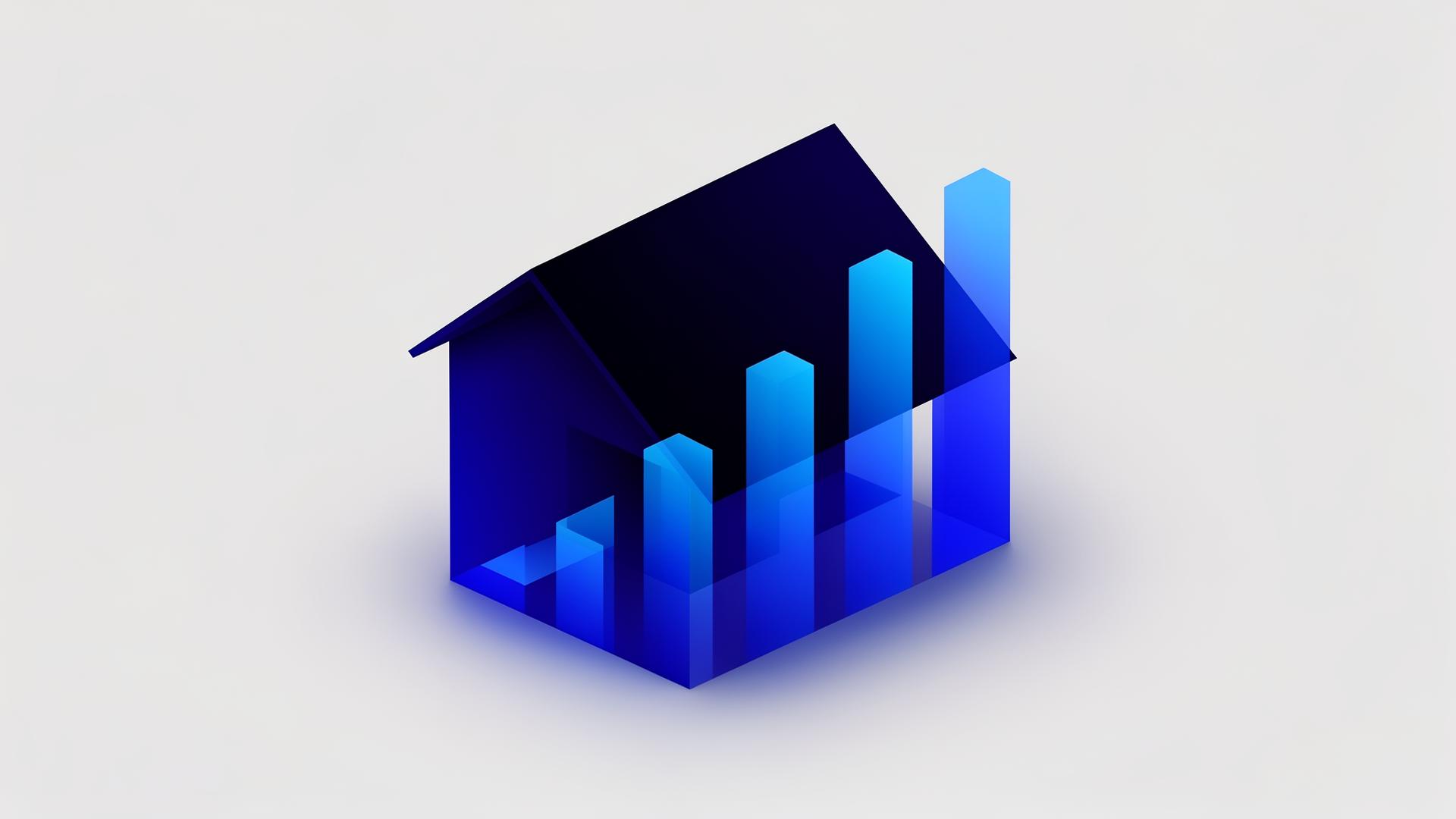 Modern abstract illustration of a home and growth chart